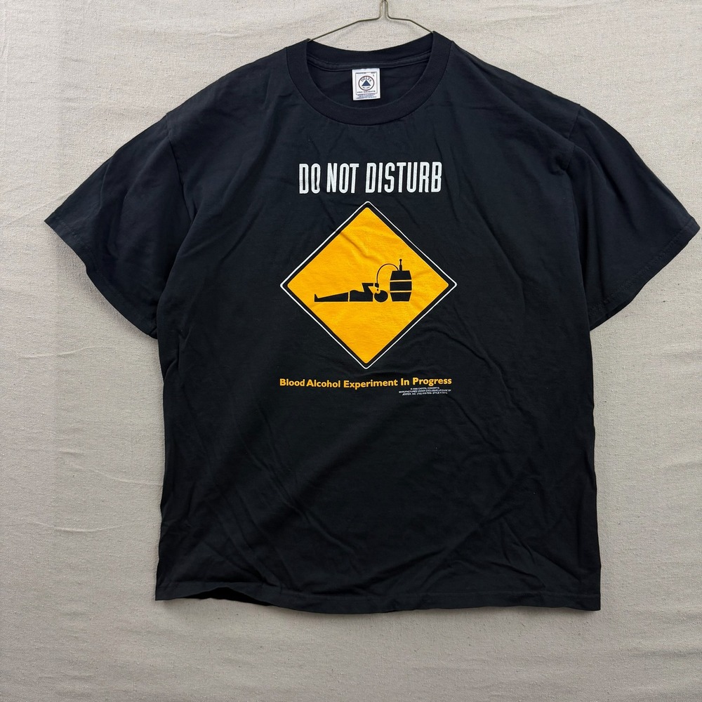 Delta Graphic Tee Mens Large Black Do Not Disturb Blood Alcohol Experiment 2000‎